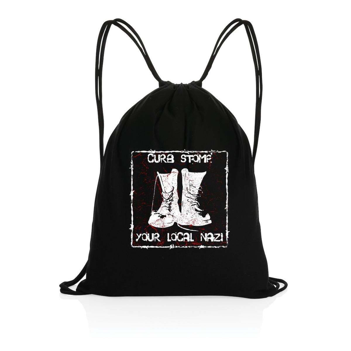 "Curb stomp your local nazi" backpack