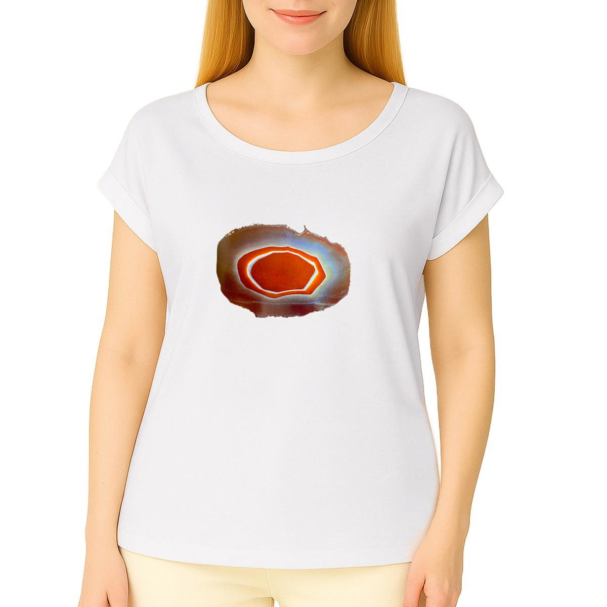 T-shirt, ladies, from organic farming, sleeves with turn-ups.