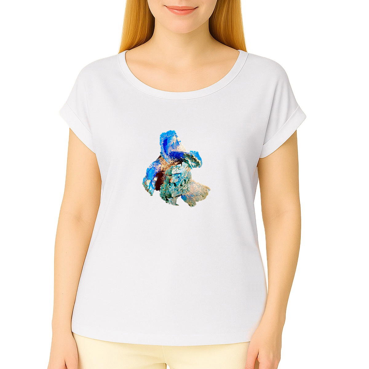 T-shirt, ladies, from organic farming, sleeves with turn-ups