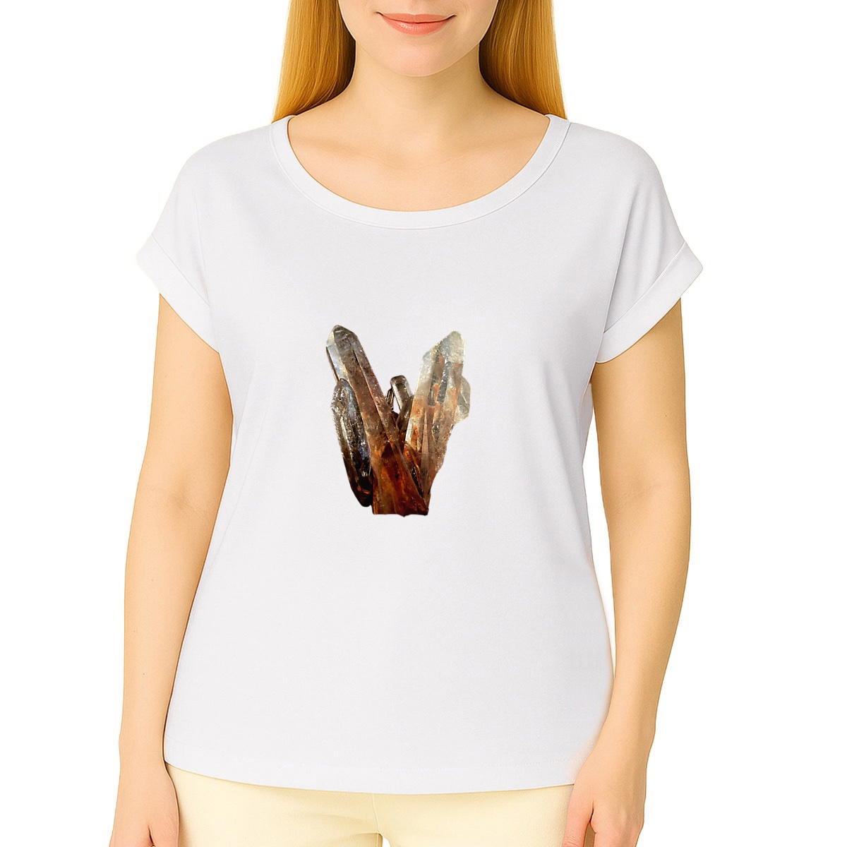 T-shirt, ladies, from organic farming, sleeves with turn-ups