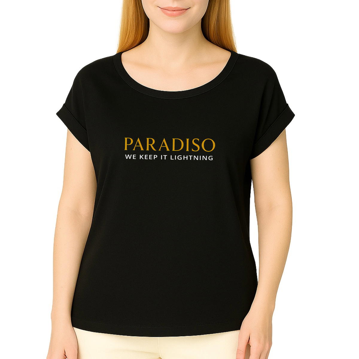 T-Shirt, Damen, aus biologischem Anbau, Ärmel mit Aufschlag