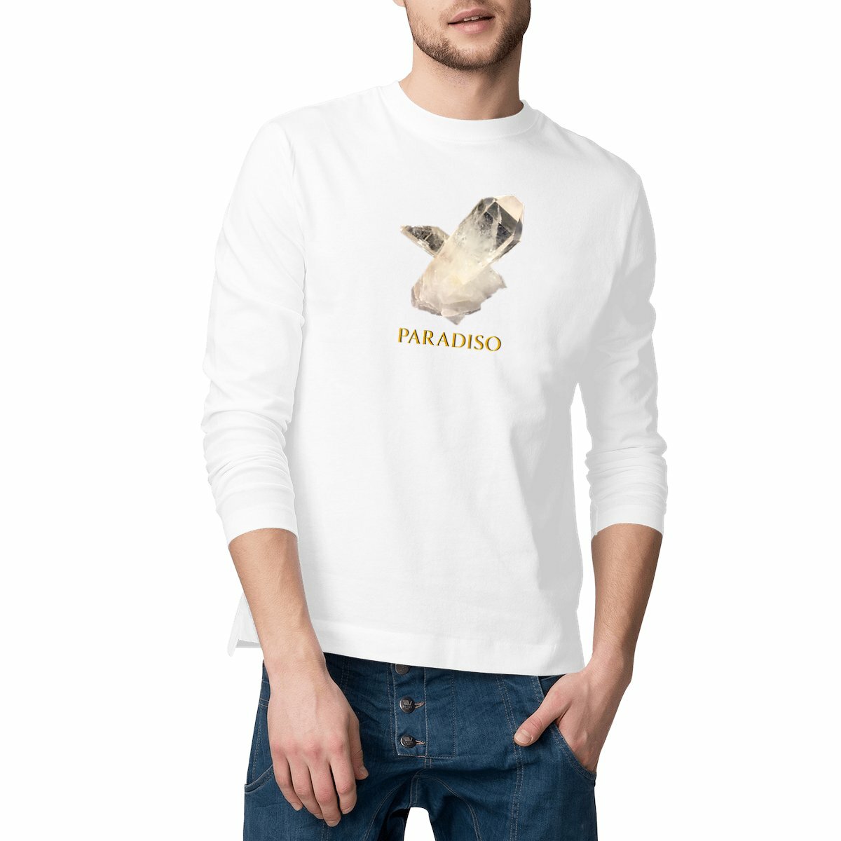 Klassisches langärmeliges Herren-T-Shirt, Paradiso Crystal print