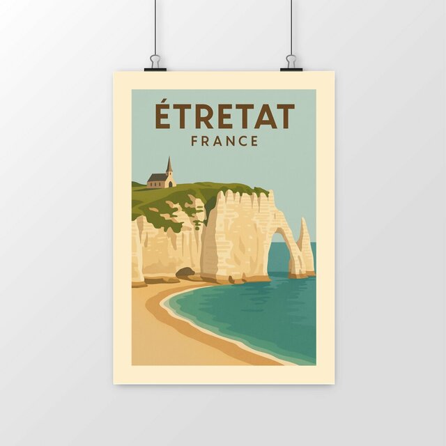 Poster vertical étretat en couleurs chaleureuses