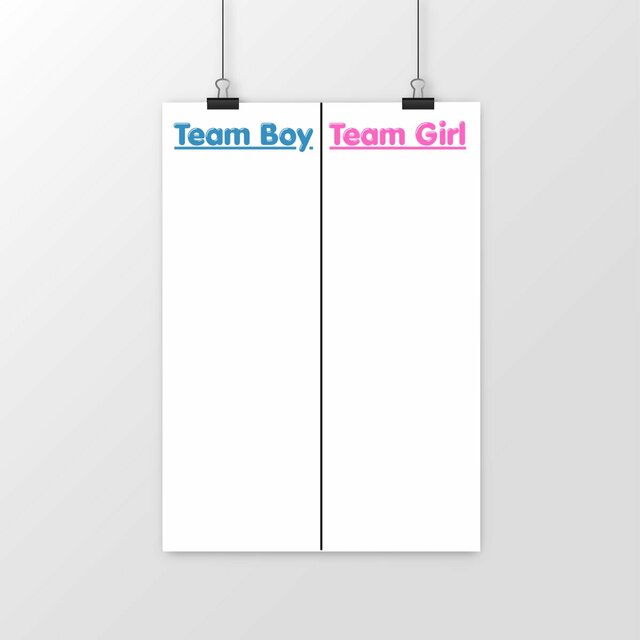 Poster vertical Gender Reveal Team Boy / Team Girl