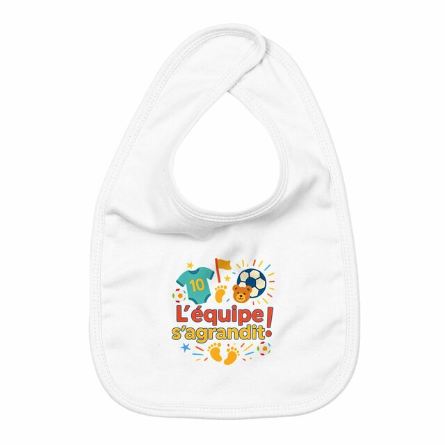 Bavoir bébé thème foot pour annonce arrivée enfant - Image