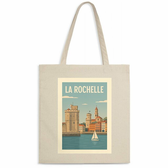 Totebag léger La Rochelle en couleurs chaleureuses - Image