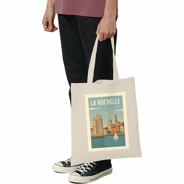 Totebag léger La Rochelle en couleurs chaleureuses