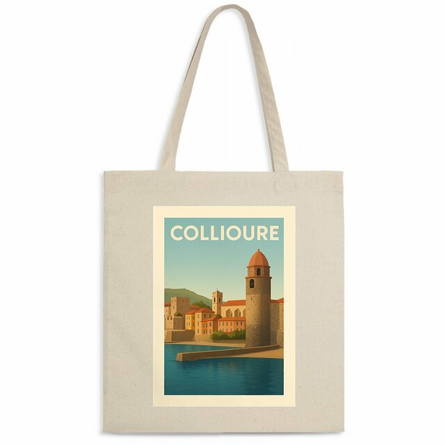 Totebag léger Collioure aux couleurs chaleureuses - Image