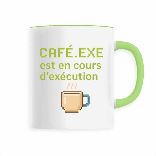 Mug céramique geek Café.exe en cours d'exécution - Image