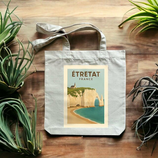 Totebag épais Étretat en couleurs chaleureuses
