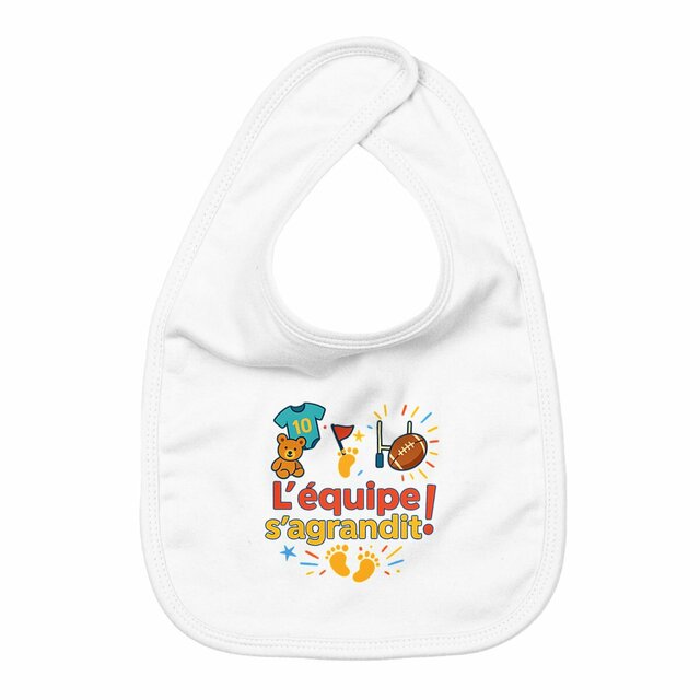 Bavoir bébé rugby annonce arrivée enfant - Image