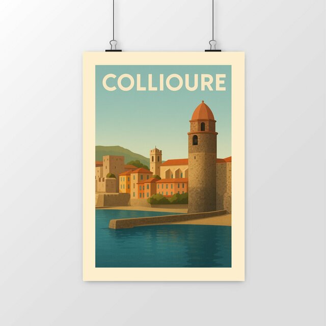 Poster vertical Collioure en couleurs chaleureuses