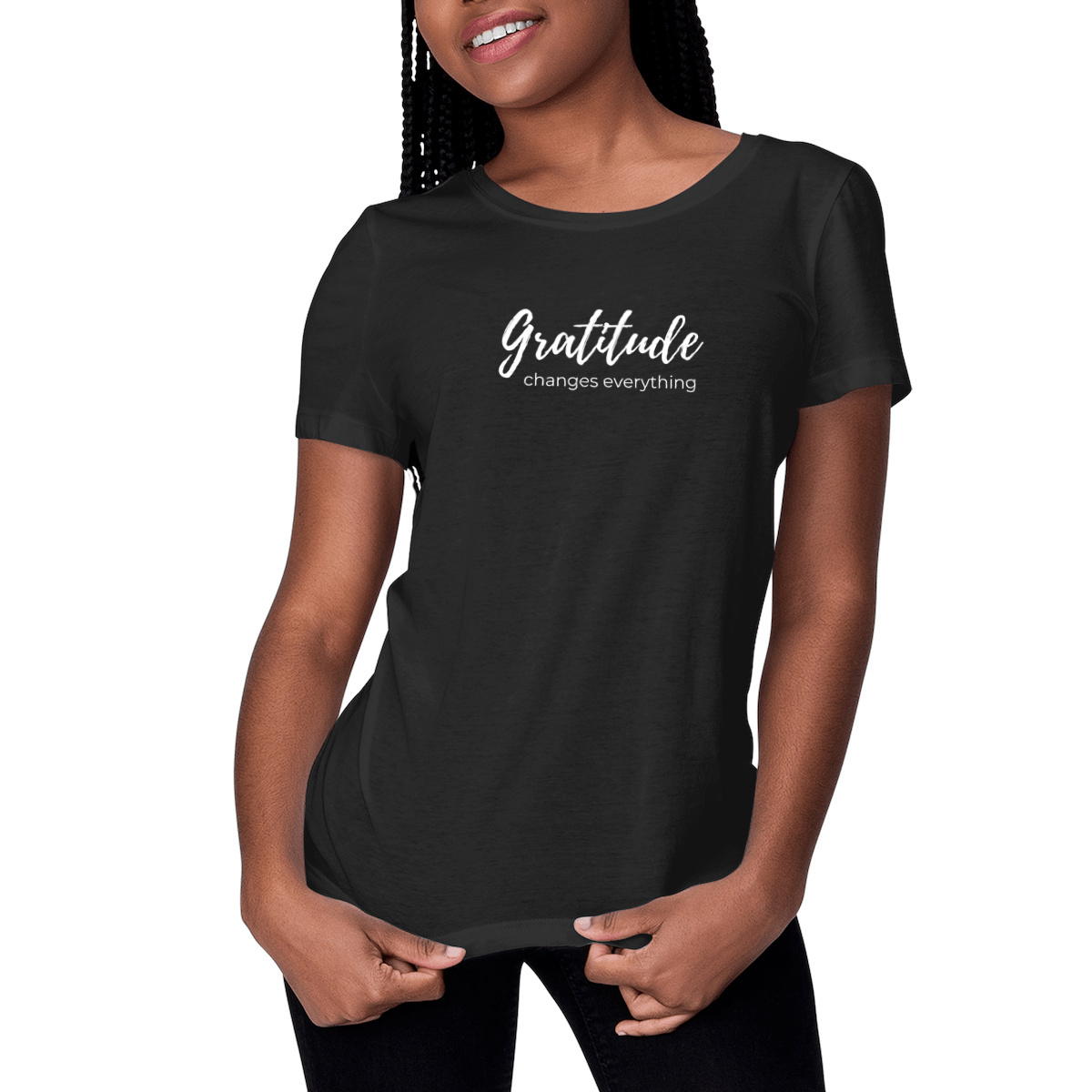 Women's T-Shirt - 100% Organic Cotton - GRATITUDE CHANGES EVERYTHING