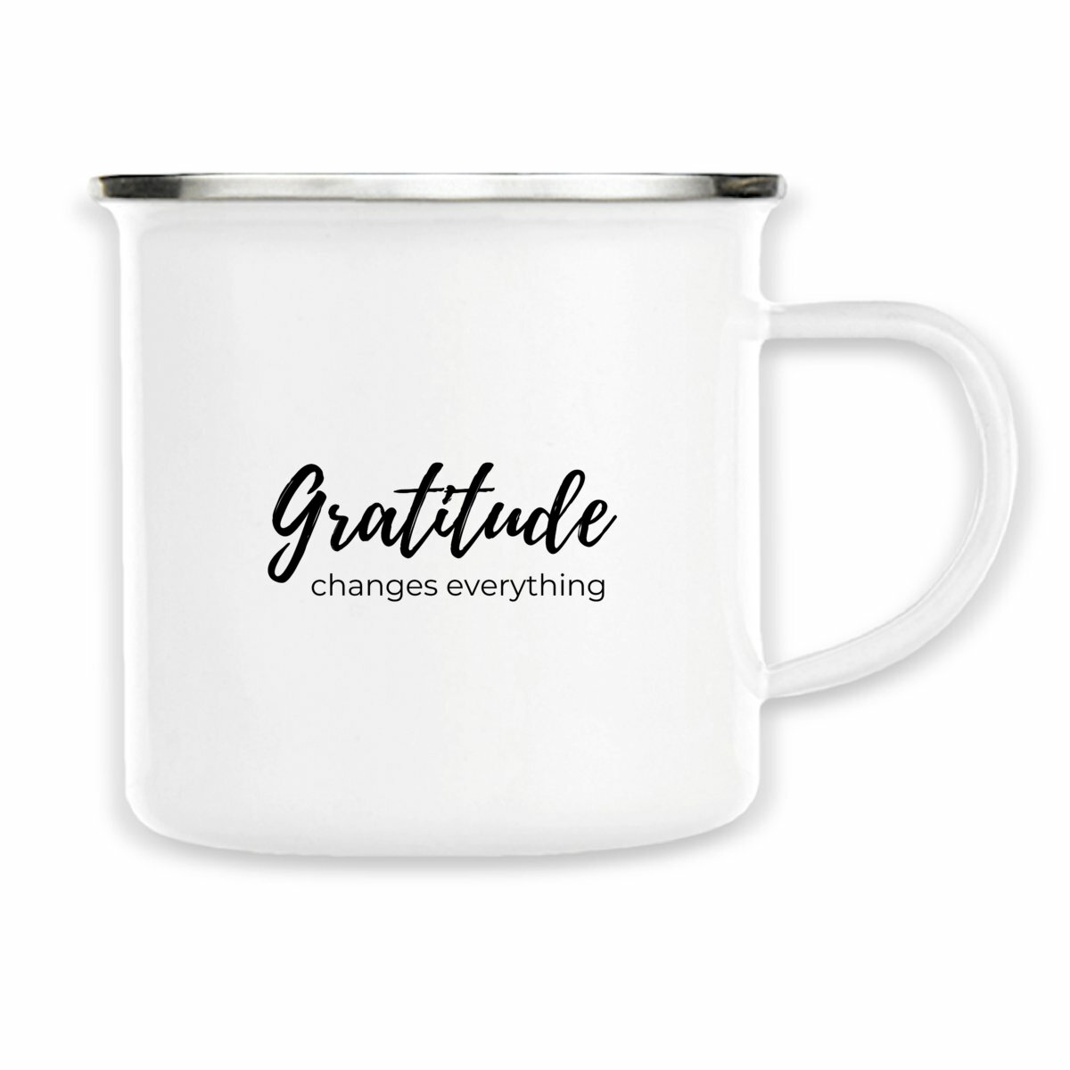 Enamel Mug - Metal - Vintage Style - GRATITUDE CHANGES EVERYTHING - Image