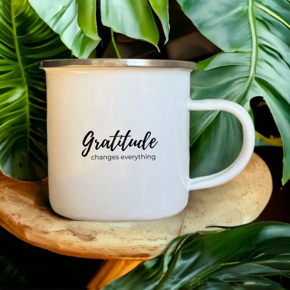 Enamel Mug - Metal - Vintage Style - GRATITUDE CHANGES EVERYTHING