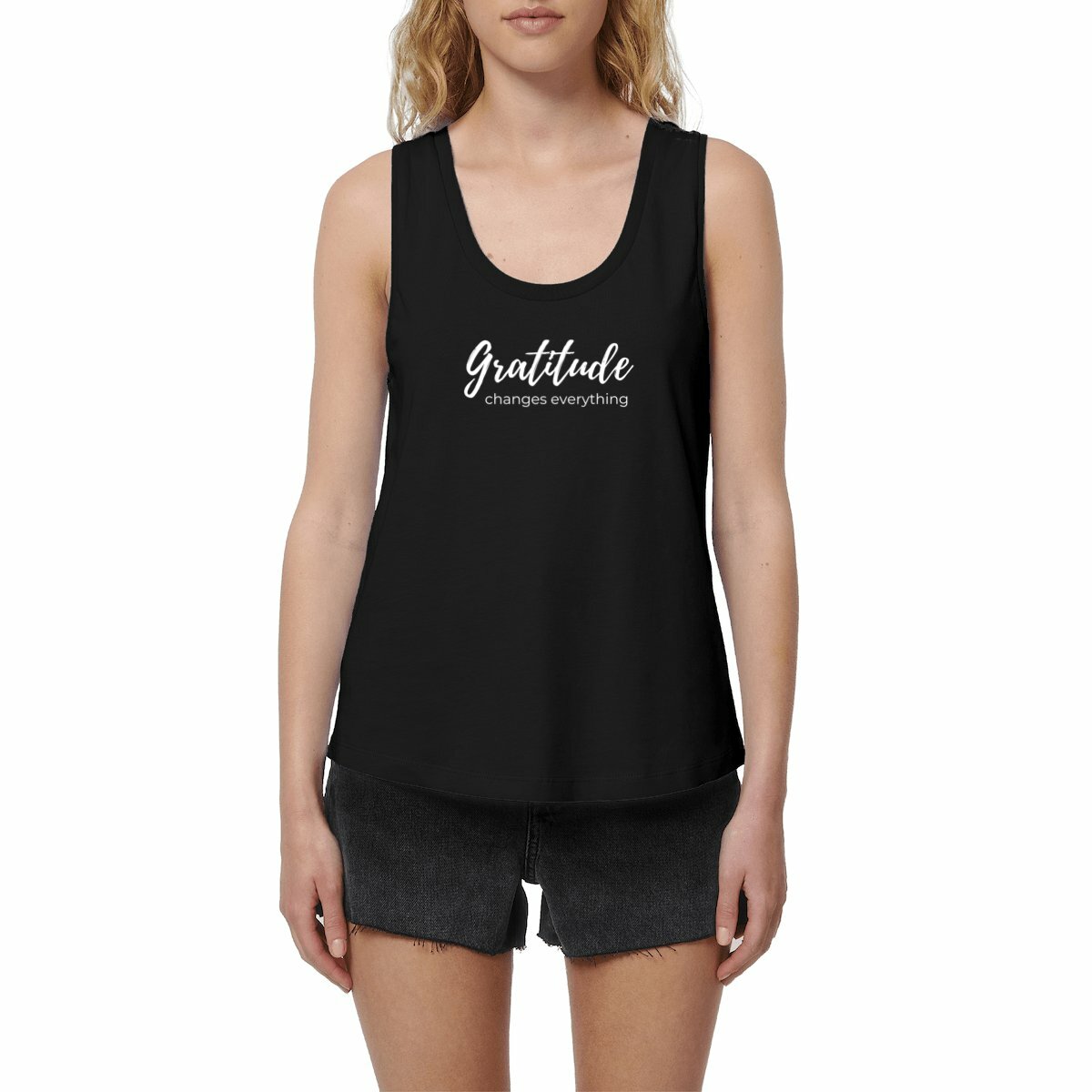 Loose Fitting Women's Tank Top - 100% Organic Cotton - GRATITUDE CHANGES EVERYTHING