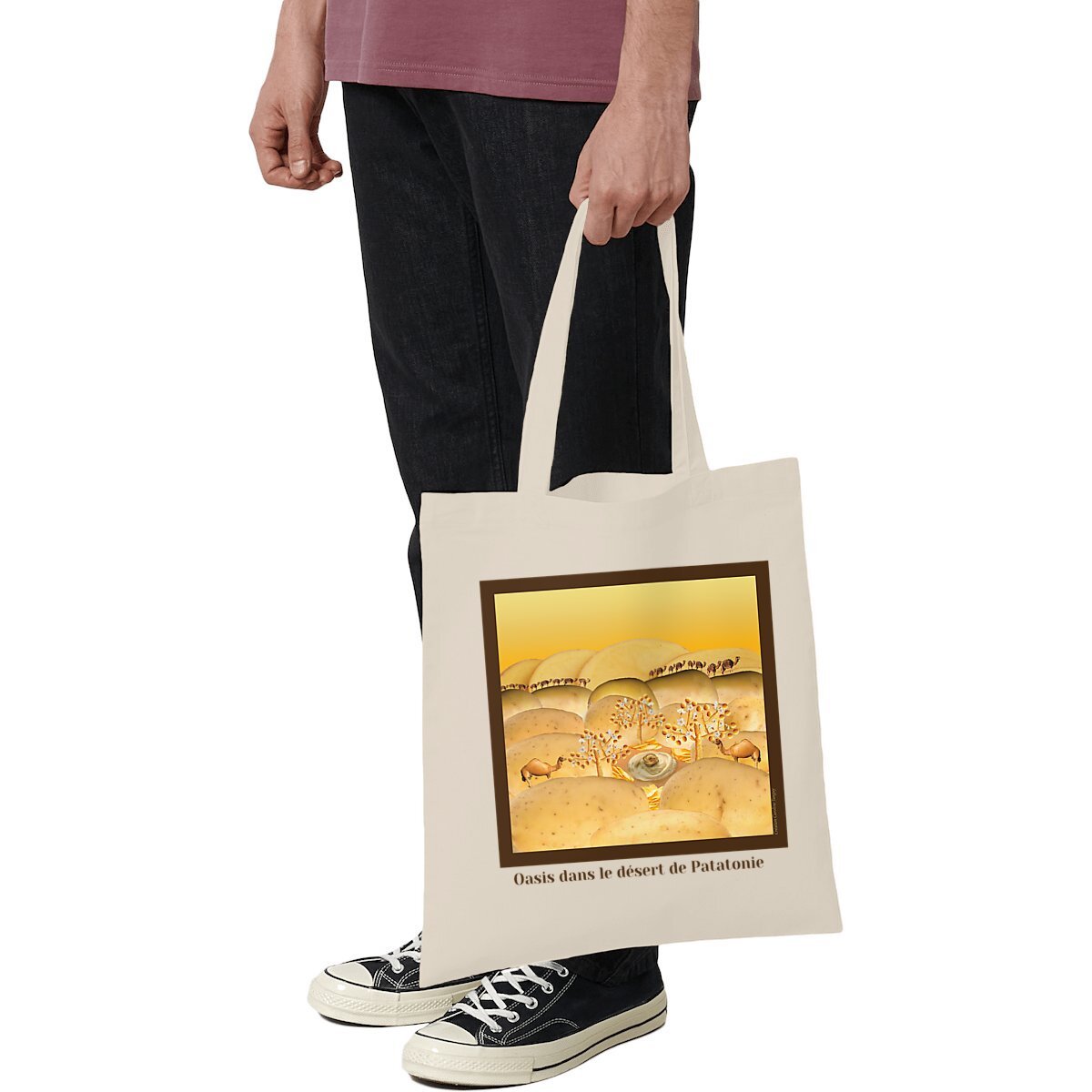 Image front Tote Bag léger "Oasis dans le désert de Patatonie"