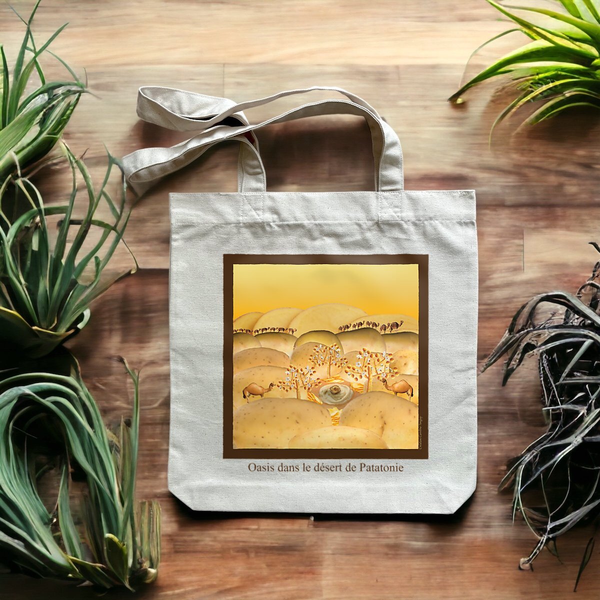 Image front Tote Bag épais "Oasis dans le désert de Patatonie"