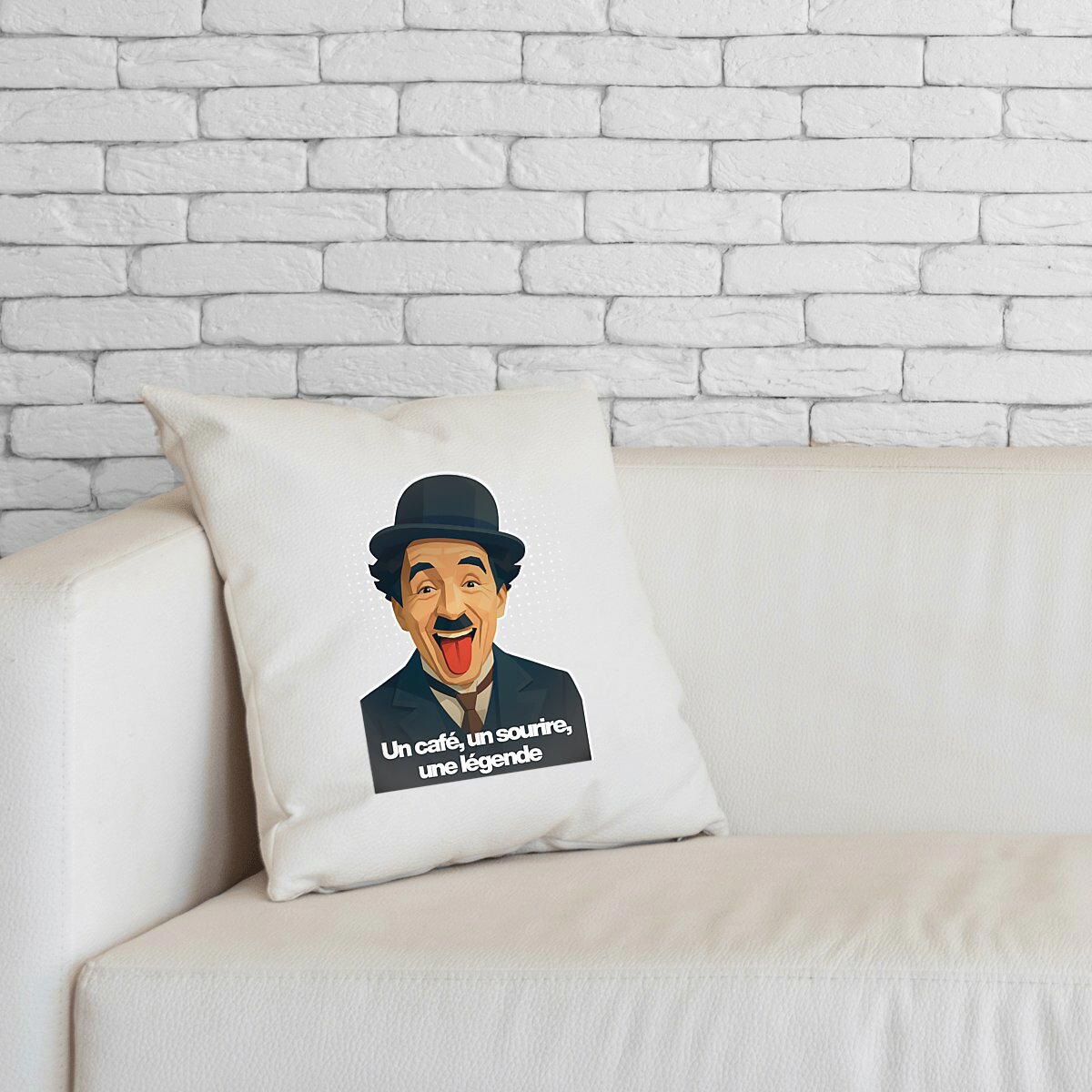 Image front Coussin Charlot Édition Légende