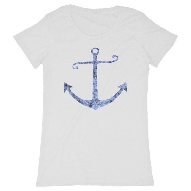 T-shirt Femme  bio - ancre marine style aquarelle