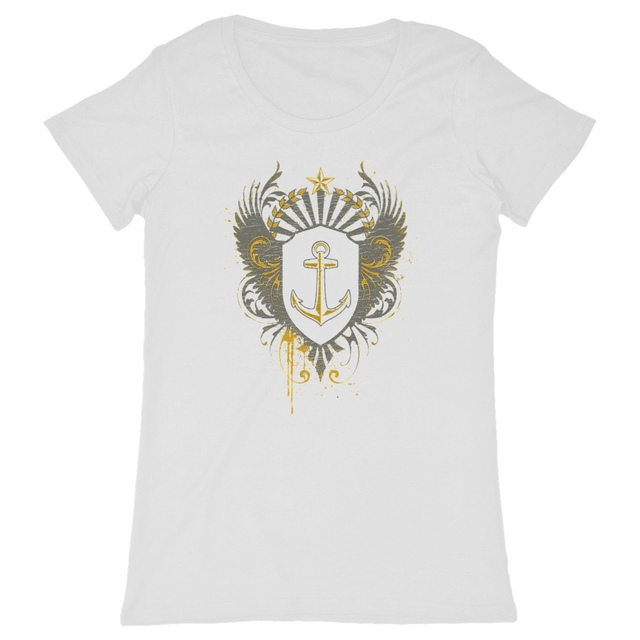 T-shirt marin femme coton bio – Grunge Marine – t-shirt style marin rock – look bo