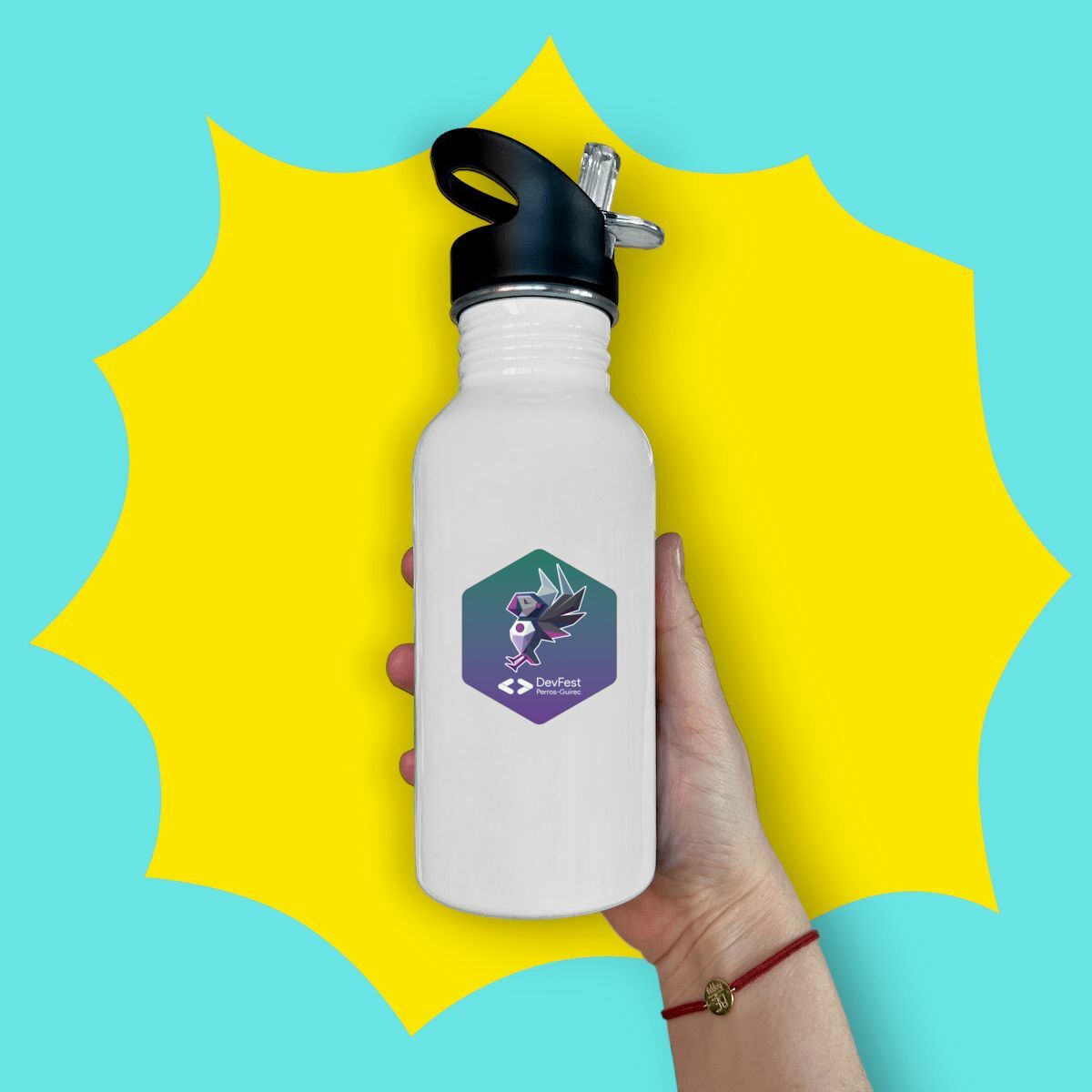Bouteille en inox avec paille - DevFest