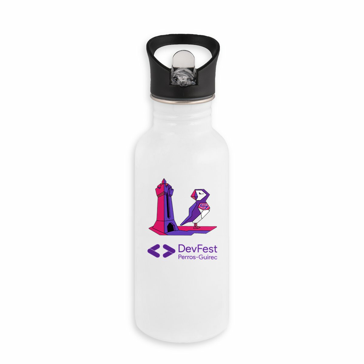 DevFest Super | Bouteille en inox avec paille