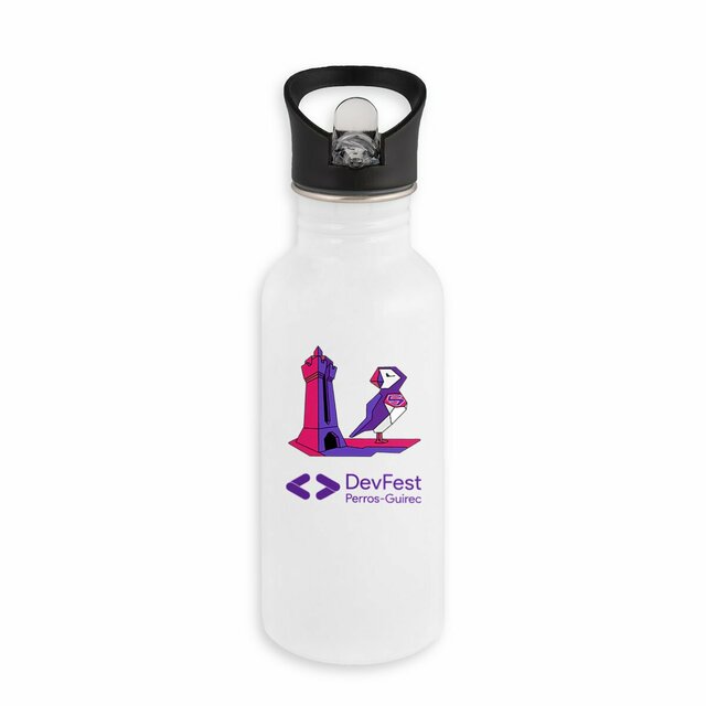 DevFest Super | Bouteille en inox avec paille