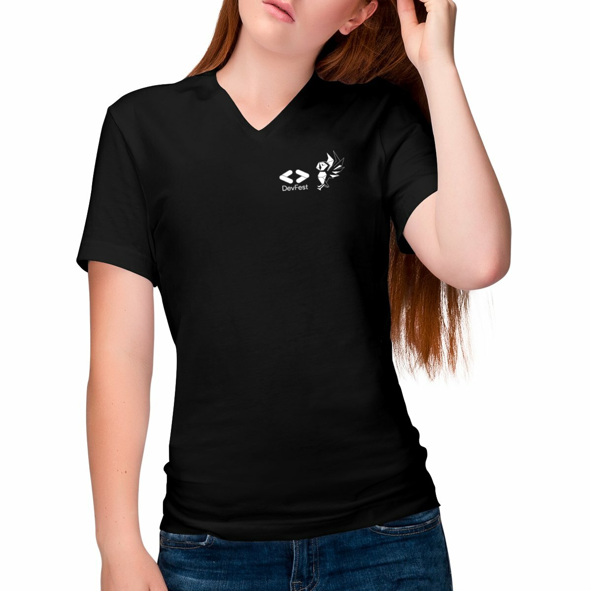 T-shirt Femme col V - DevFest - Perros-Guirec - Lannion