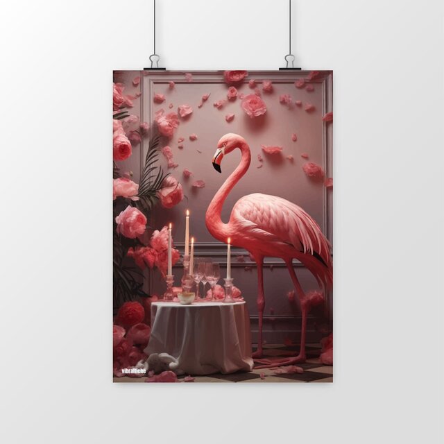 Mr flamant-rose dîne