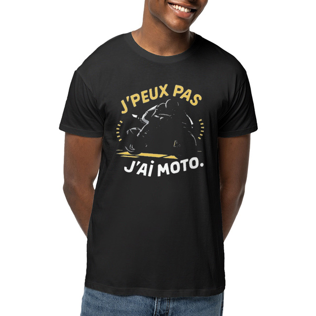Image front T-shirt unisexe léger J'peux pas j'ai moto