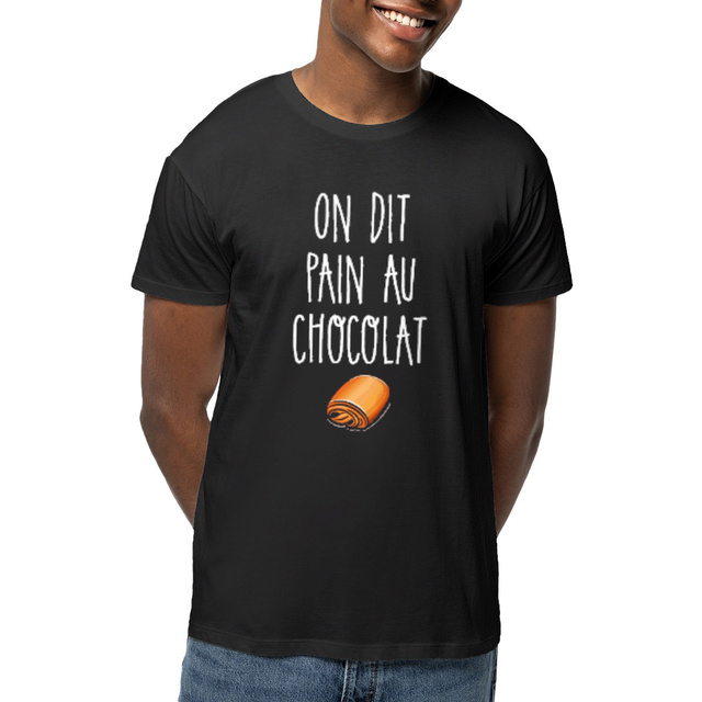Image front T-shirt unisexe léger humour chocolatine vs pain au chocolat