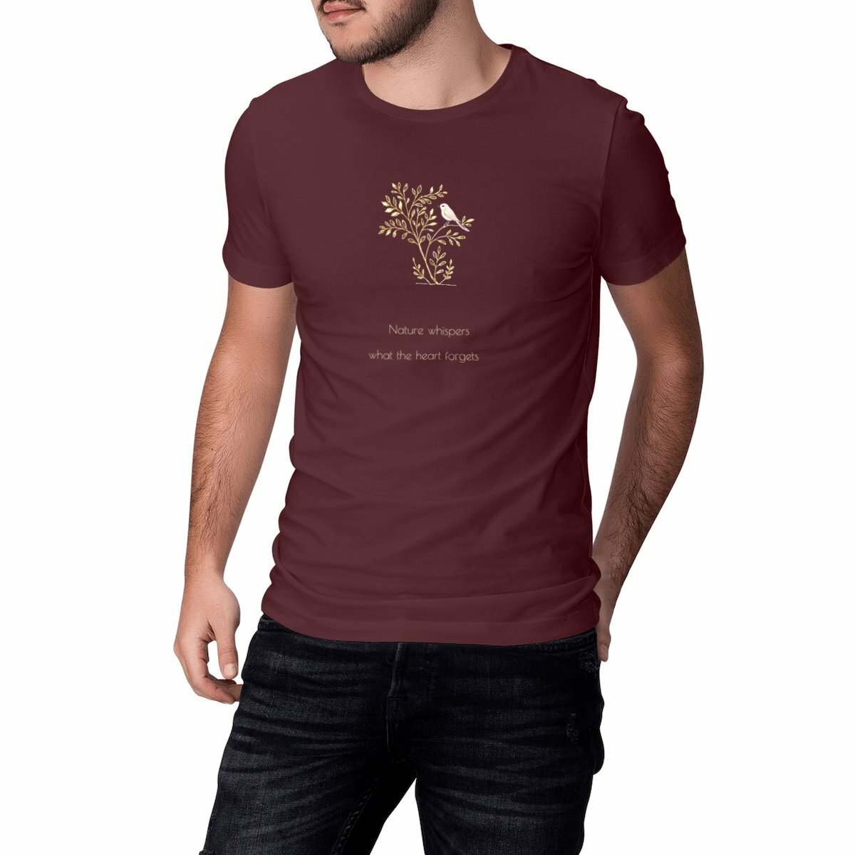 Image front T-shirt Unisexe Bio - Harmonie : L’Oiseau et l’Arbre
