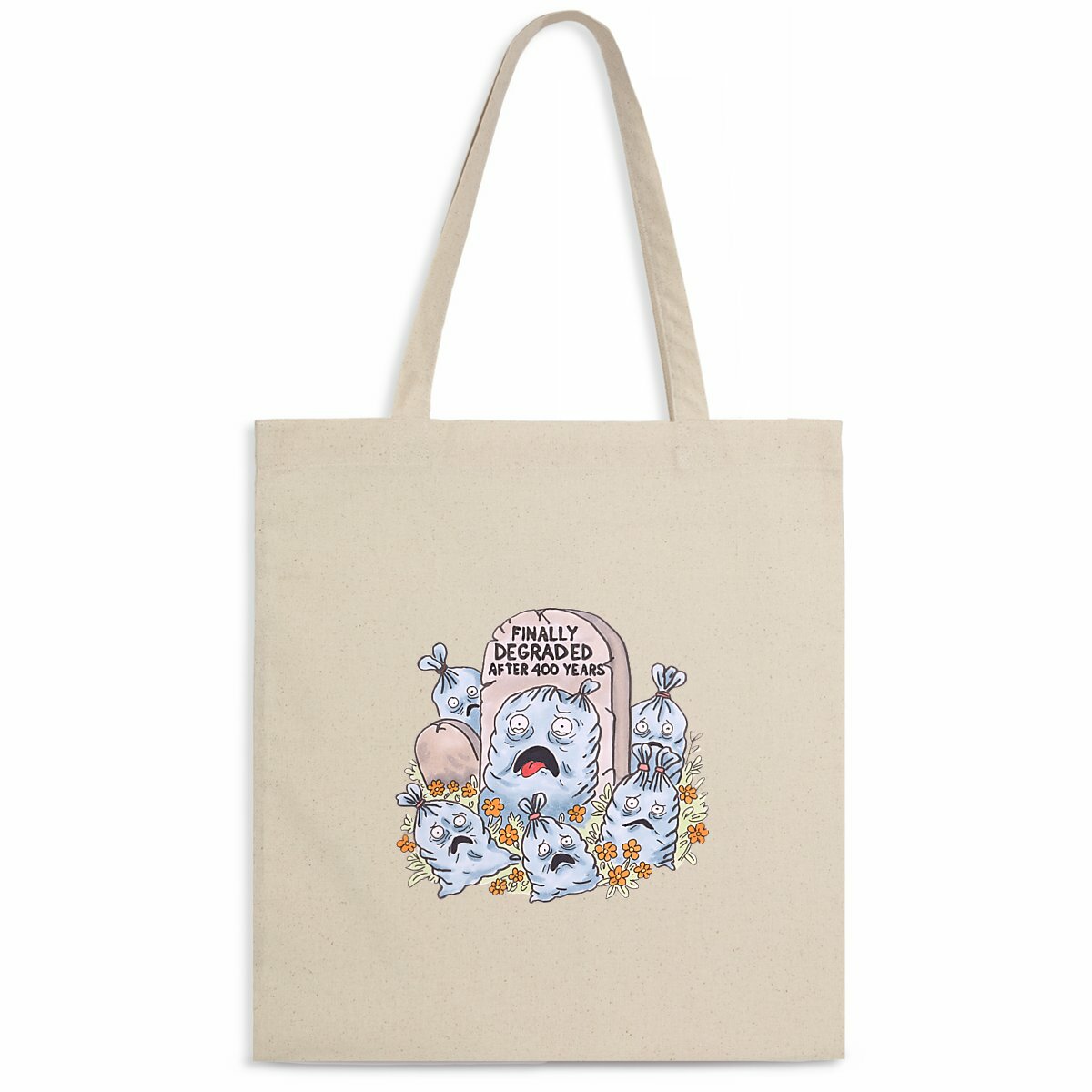 Image front Totebag léger Ecoresponsable - "Finalement Dégradée Après 400 Ans"
