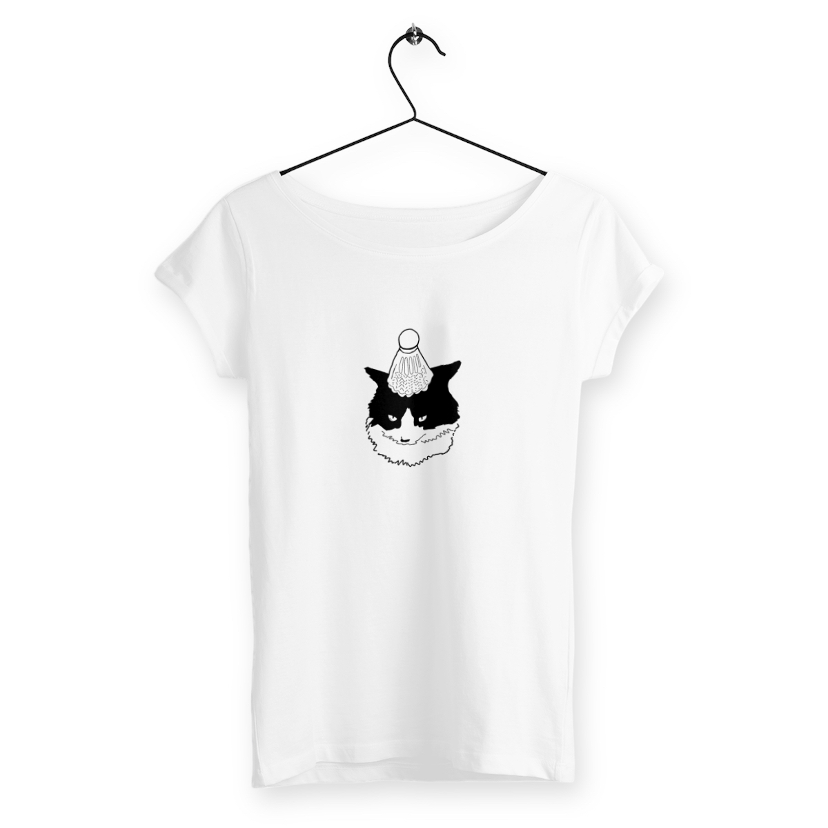 Image back T-shirt femme Slub - Chat se moque