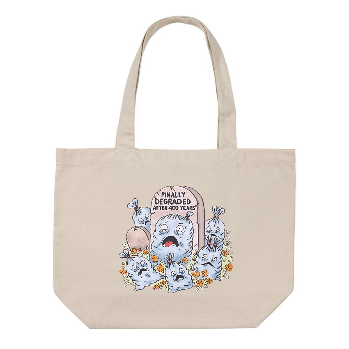 Image front Shopping Bag épais Ecoresponsable - "Finalement Dégradée Après 400 Ans"