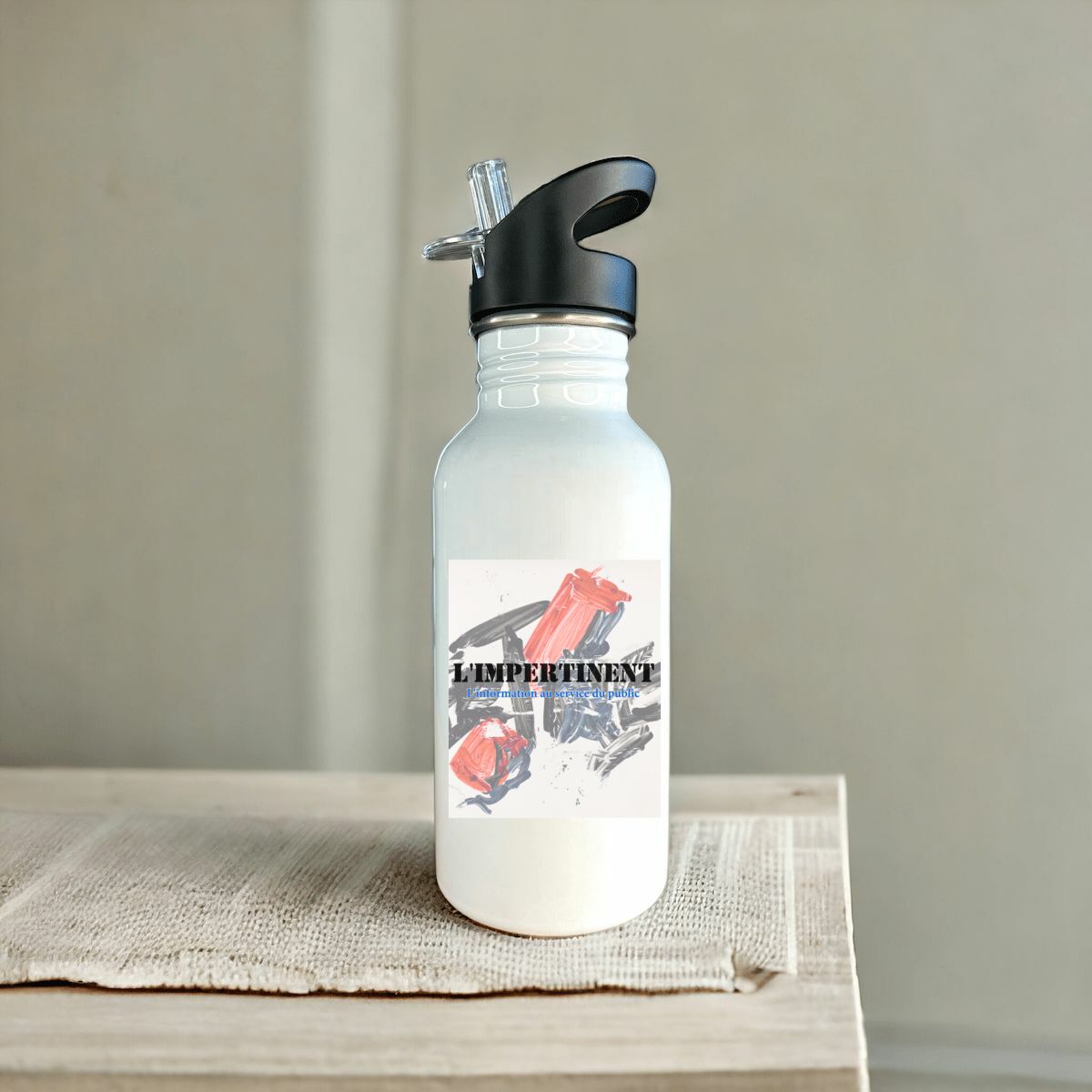 Bouteille en inox avec paille