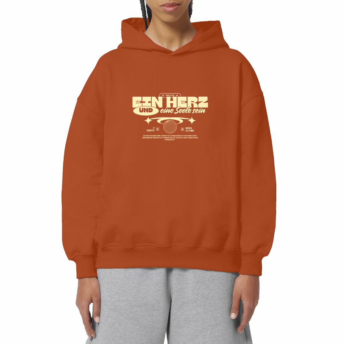 Herz Hoodie orange unisex