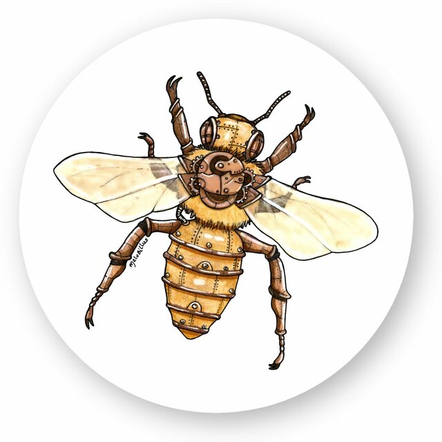 Image front Sticker Abeille Steampunk