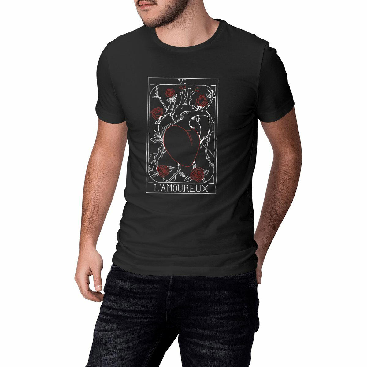 Image front T-shirt L'AMOUREUX (noir)