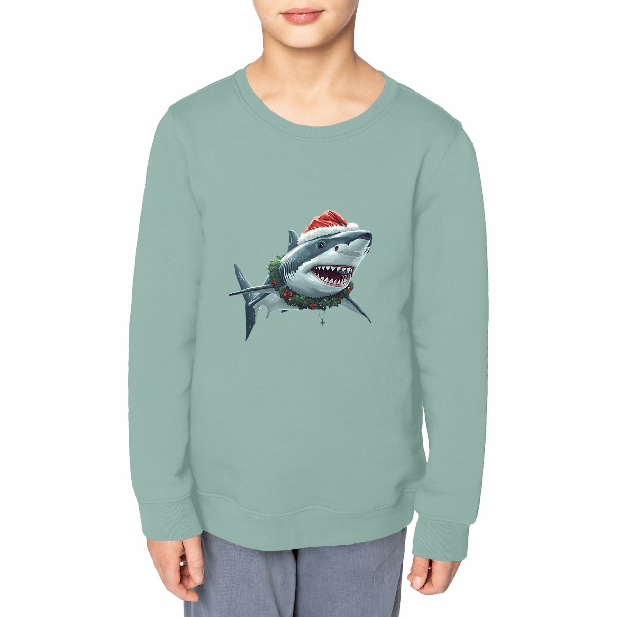 Image front Jolies Fêtes - Pull de Noël Requin Enfant