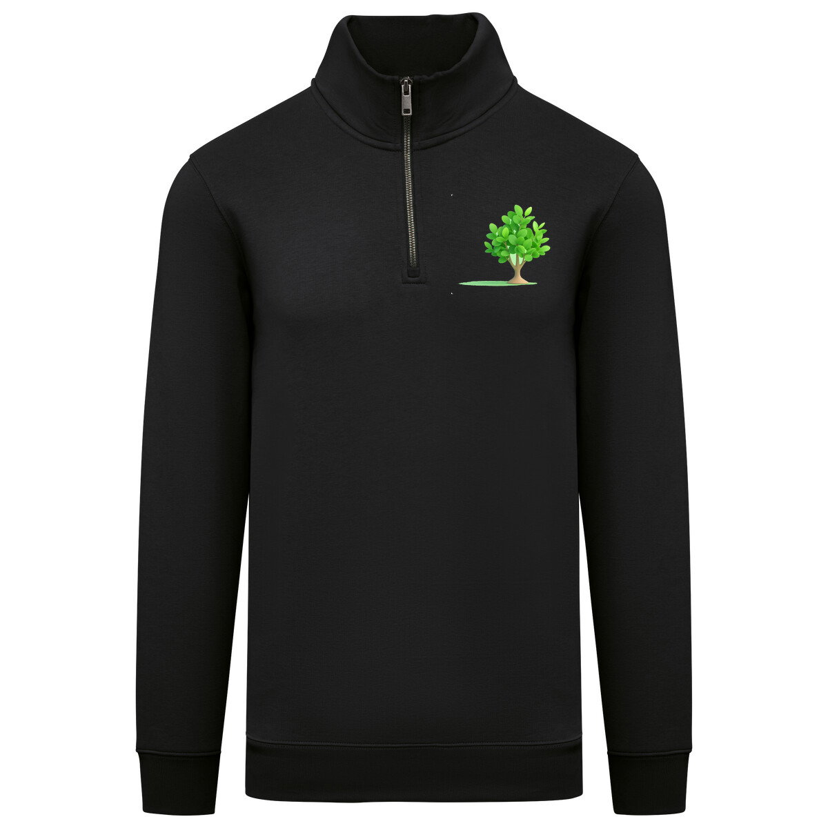 Sweat-shirt écoresponsable à col montant zippé homme – Black