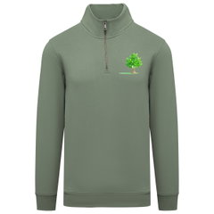 Sweat-shirt écoresponsable à col montant zippé homme – Moss Green