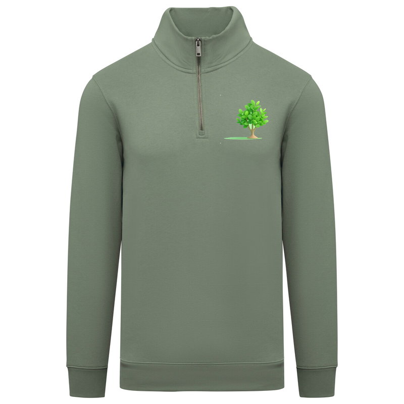 Sweat-shirt écoresponsable à col montant zippé homme – Moss Green