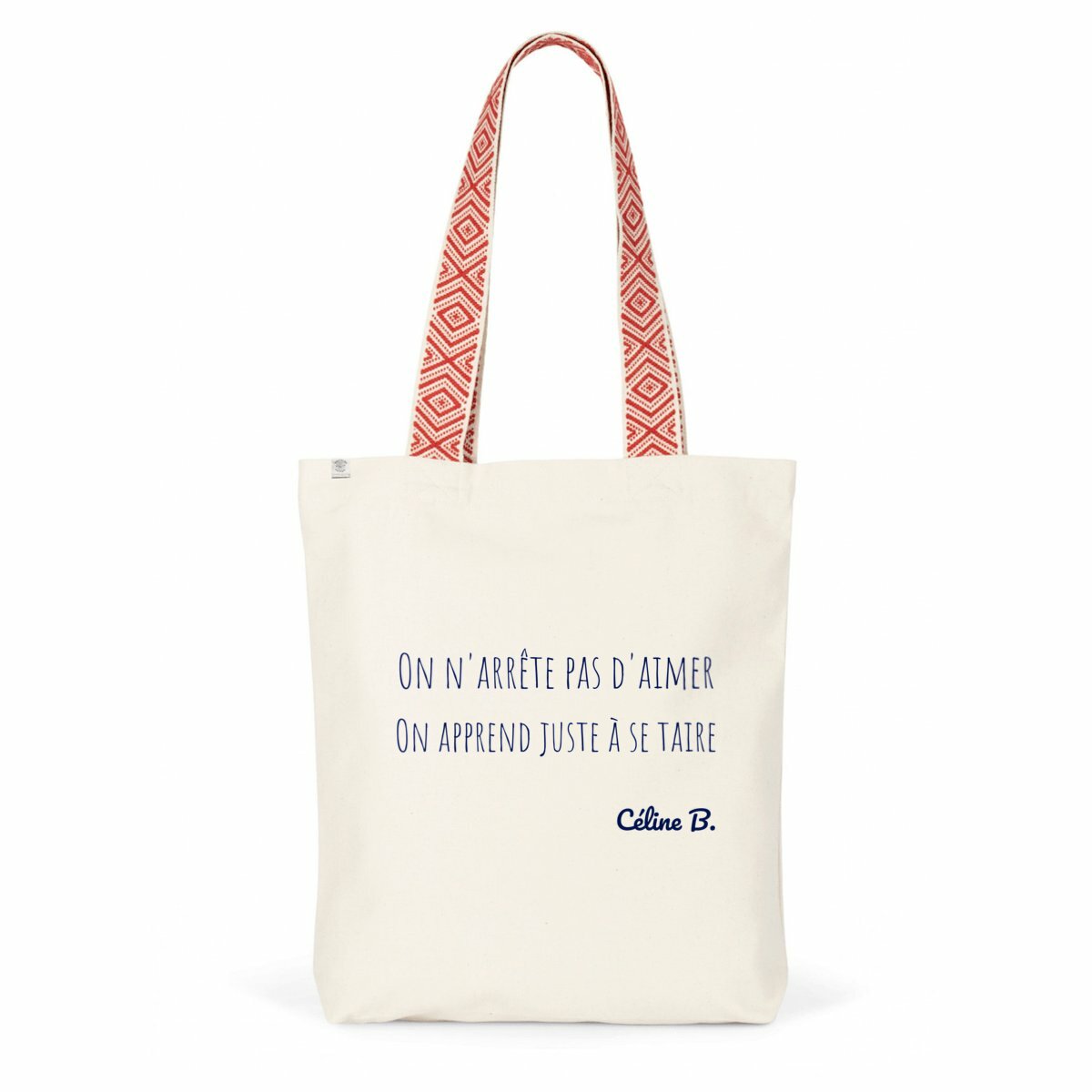 Image back On n'arrête pas d'aimer. On apprend juste à se taire {Tote Bag}