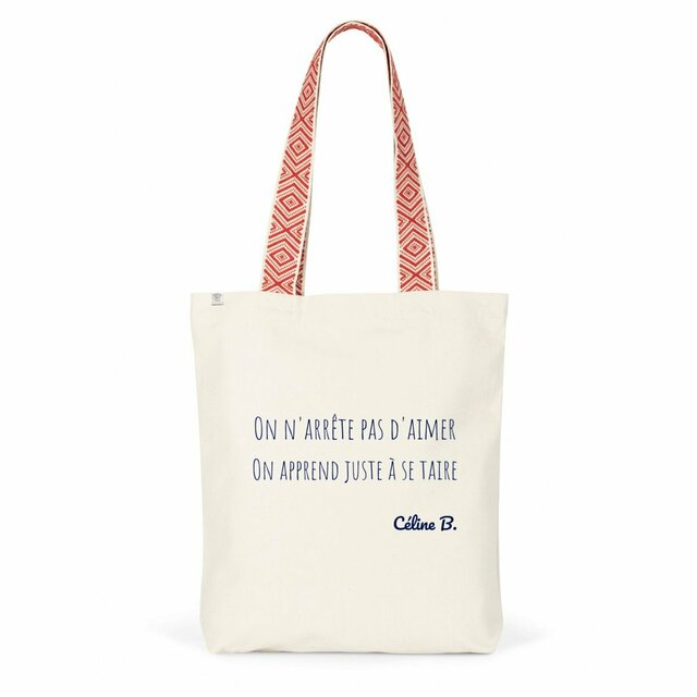 Image back On n'arrête pas d'aimer. On apprend juste à se taire {Tote Bag}