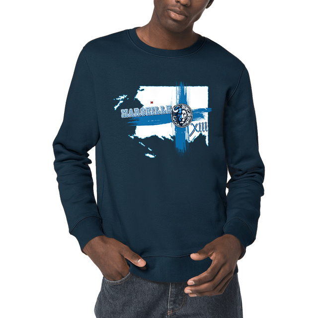 Sweat Marseille XIII - carte des Calanques et Croix Bleue Design Art