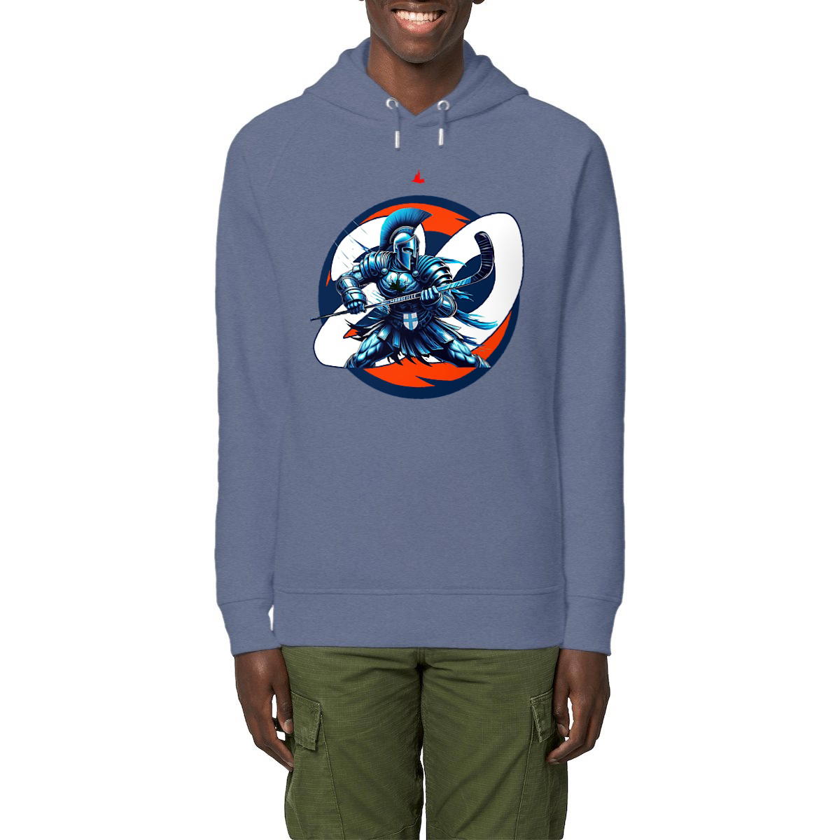 Sweat à capuche Spartiate Hockeyeur Marseille Guerrier Armure Bleu