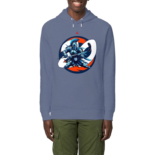 Sweat à capuche Spartiate Hockeyeur Marseille Guerrier Armure Bleu