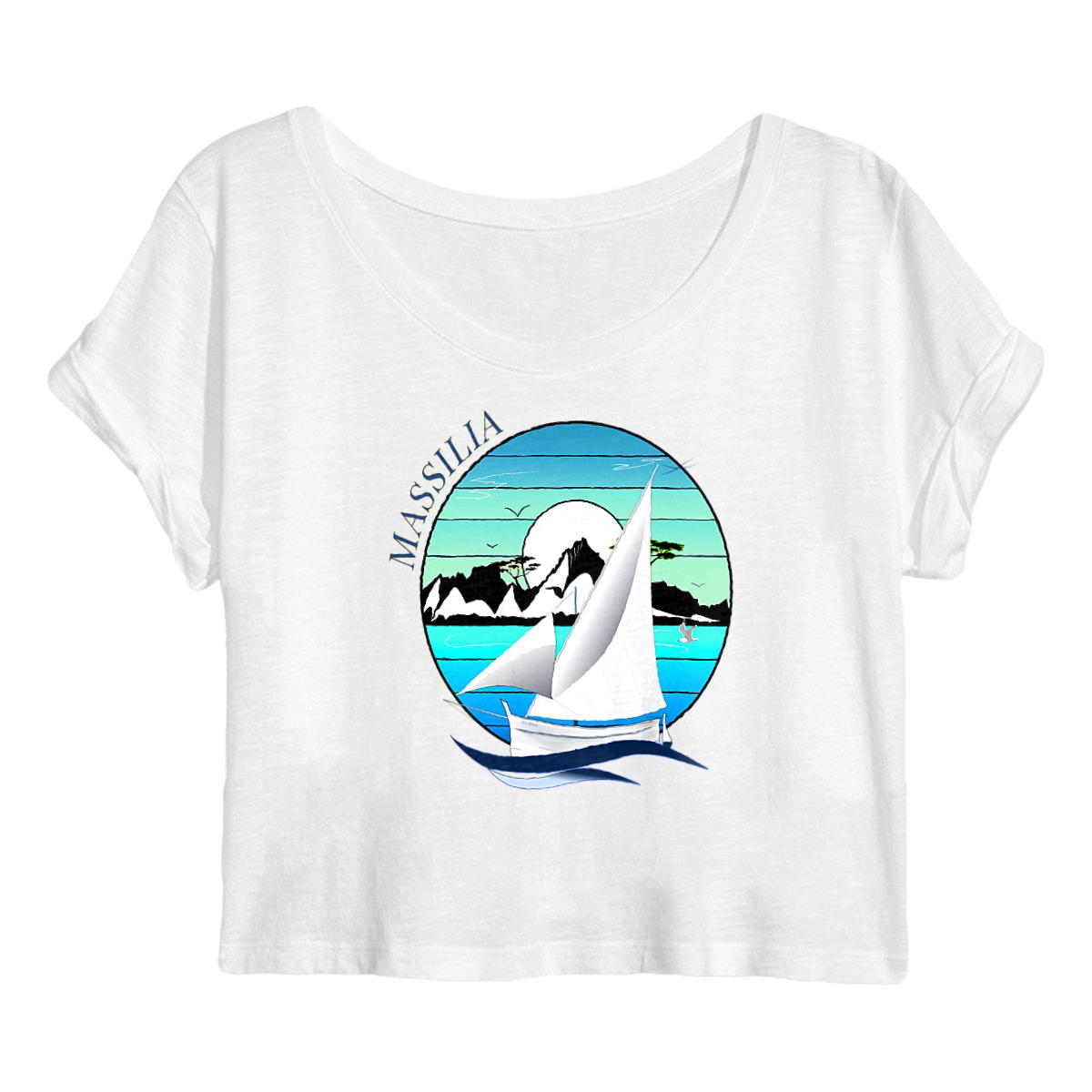 Crop top " Les calanques" 100 % coton biologique. - Image